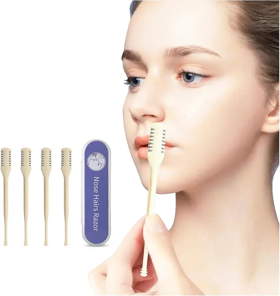 2 Pcs Nasal Manual Nose Hair Trimmer Set 360 Rotating Safe Painless Nasal Hair Remover